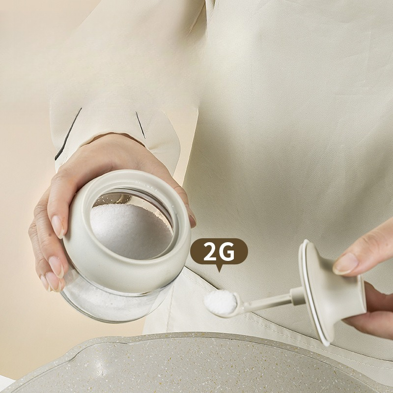 Olieflaske fugttæt med låg ske peberkrukke saltbøsse multifunktionel kombination glas køkken krydderiflaske