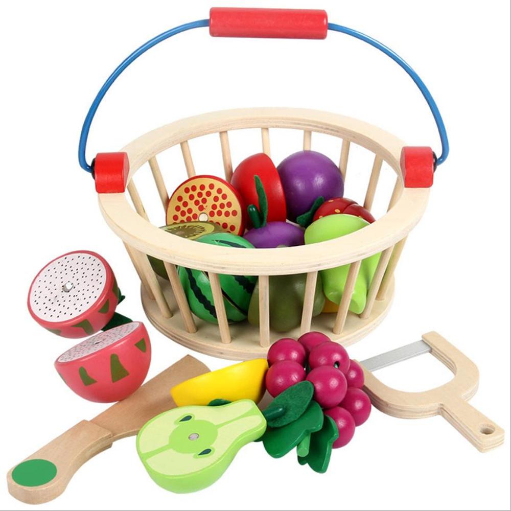 Juguetes de simulación de madera para niños, frutas y verduras, juguetes de corte, casa de juegos de madera, bloques de corte, Juguetes