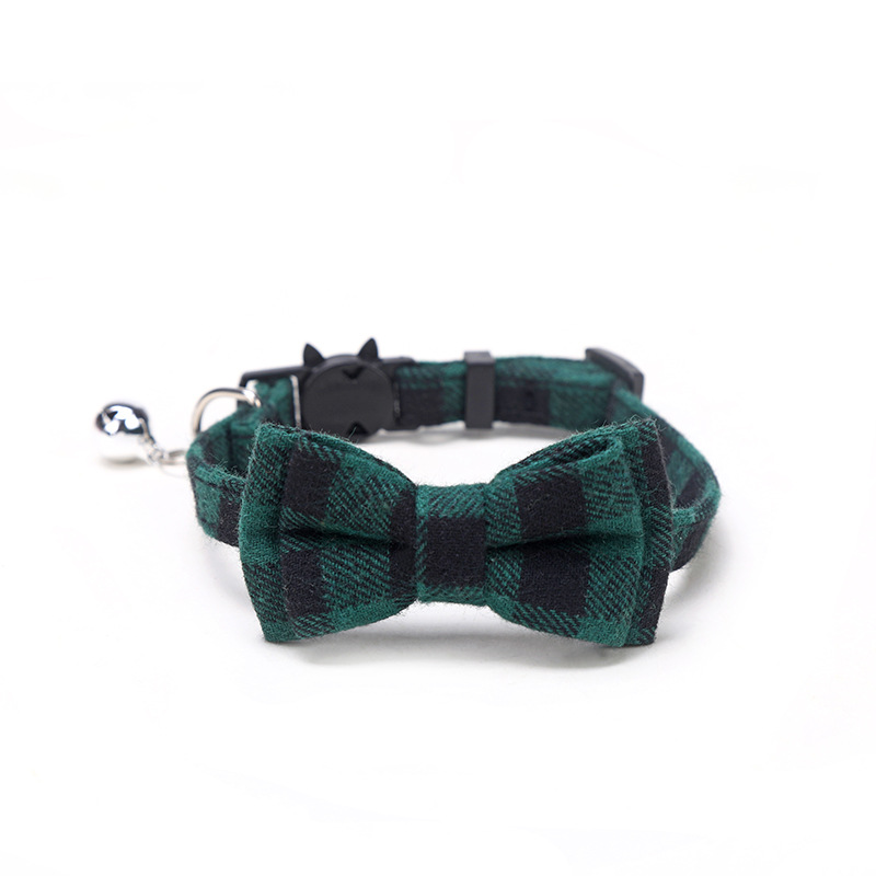 Kleurrijke Plaid Rooster Kat Kragen Katoen Gestreepte Strik Ketting Bulldog Chihuahua Bow Tie Puppy Kleine Hond Party Bandana Kraag: green