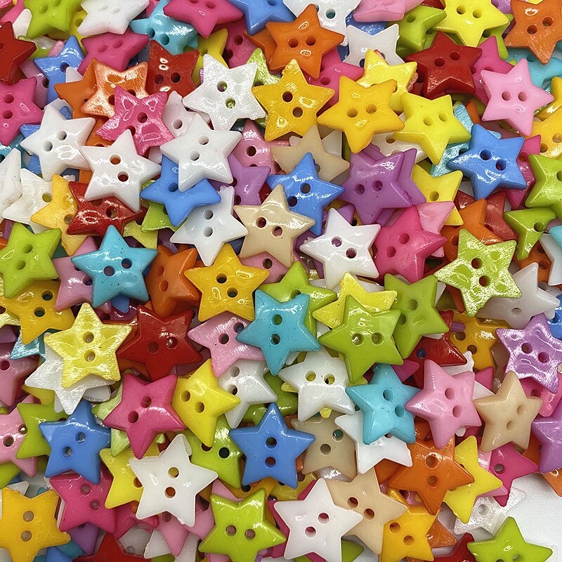 Estrella de cinco puntas de 12-20mm, botones de costura de resina, bricolaje, álbum de recortes multicolor, novedad
