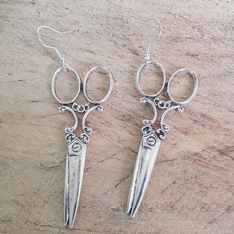 Pendientes colgantes de tijera grande para mujer, Vintage gótico Y2k, estética, accesorios de joyería largos,