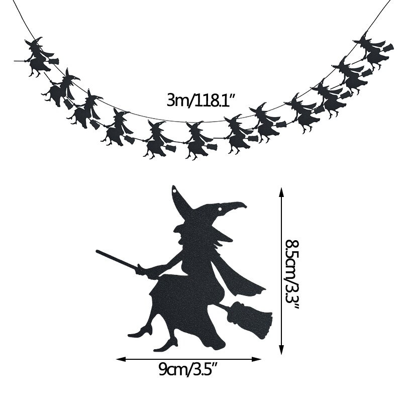 Halloween Paper String Banner Orange Pumpkin Bat Spider Skull Paper Garland Halloween Party Home DIY Hanging Bunting Decorations: A04