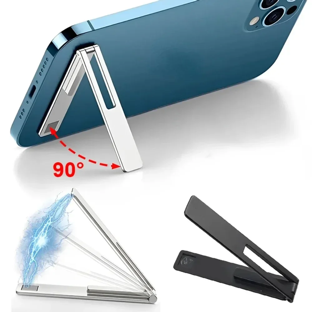 2PC Ultra-thin Magnetic Foldable Mobile Phone Holder Bracket Metal Alloy Desktop Phone Stands Universal Phone Support Kickstand: Orange