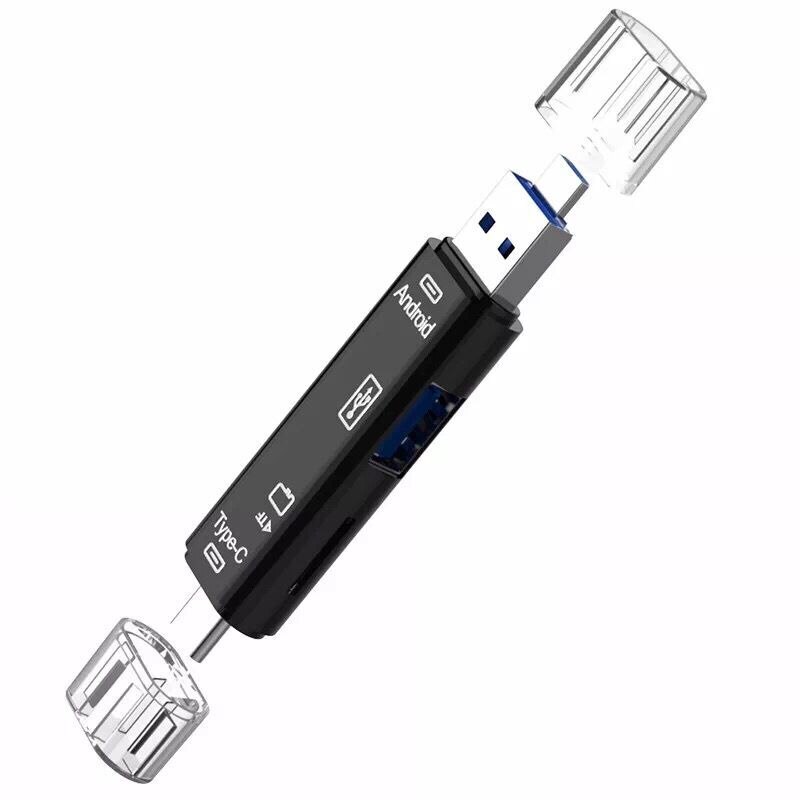 Kebidu-leitor de cartão micro usb tipo c, alta velocidade, 5 em 1, universal, otg tf/sd para celular, para mac10, win7/8/xp/vista: Default Title