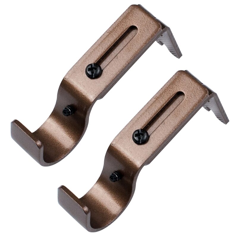 2 Stuks Gordijn Staaf Beugel, Ijzer Hangen Gordijn Staaf Houders, Enkele Staaf Beugel: Brown