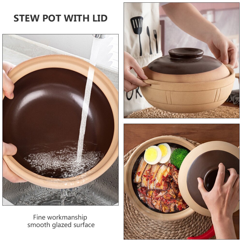 1pc 500ML Casserole Stew Pot Ceramic Cooking Pot with Lid (Assorted Color)