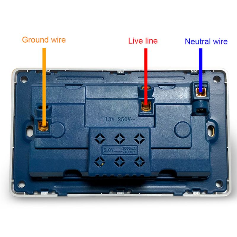 Multifunction UK 13A Wall Socket Push Button 2.1A Double USB Charging Ports Three-hole Two-hole Home Wall Outlet Button