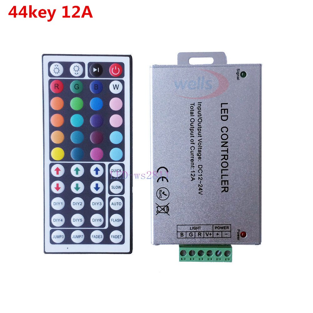 DC 12V 24V RGB led controller Mini 3key 10key 17key 24key 44key 5050 RGB SMD LED Strip light controller tape lamp led dimmer: green