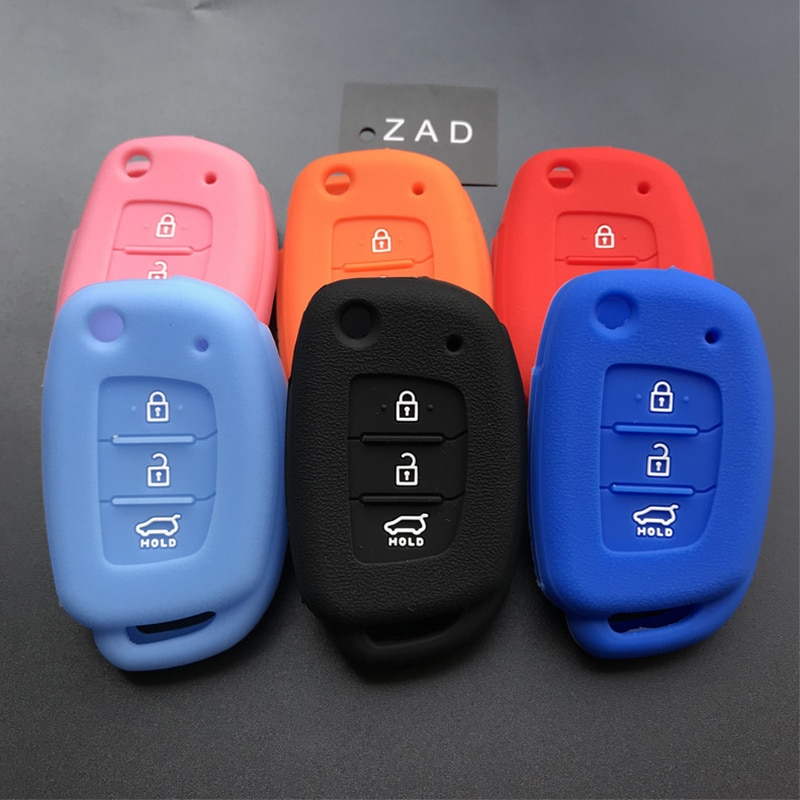 Zad 3button Silicone Rubber Car Key Case Cover For Hyundai Accent I20