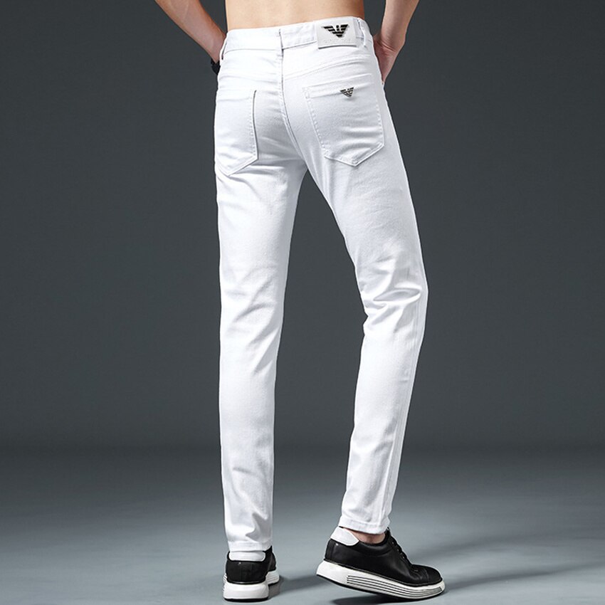 Jeans blancs pour hommes, pantalons en denim de coton, pantalons d'automne pour hommes, pantalons d'affaires, jeans de style classique pour hommes, pantalons en denim
