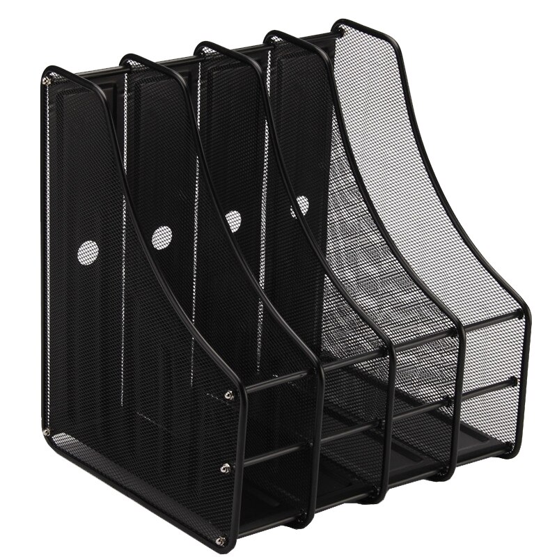 Metal Mesh Desktop Basket Resume File Folder Holders Detachable Magazine Document Display Storage Organizer with 4 Compartment