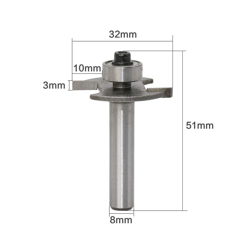 1 Pcs 8mm Schacht T-Track T-Slot Hout Frezen Houtbewerking Frees Tool Straight Edge blade Router Bit Voor Hout 8*3