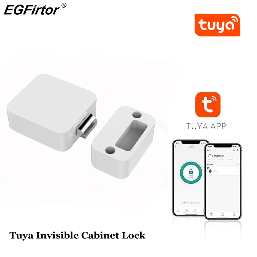 Tuya-Cerradura para puerta de gabinete Invisible con Bluetooth, Control por aplicación remota, para cajón, sin llave, oculto, sin agujero
