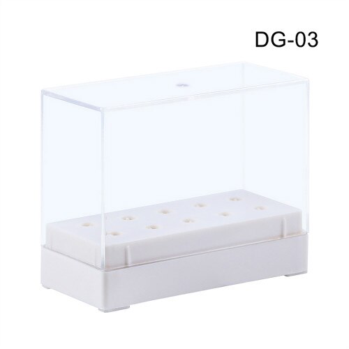 Nail Drill Bit Display Container Acrylic Holder Case Nail Art Drill Bit Empty Home Jewelry Storage Box Manicure Accessory: White 10 Holes