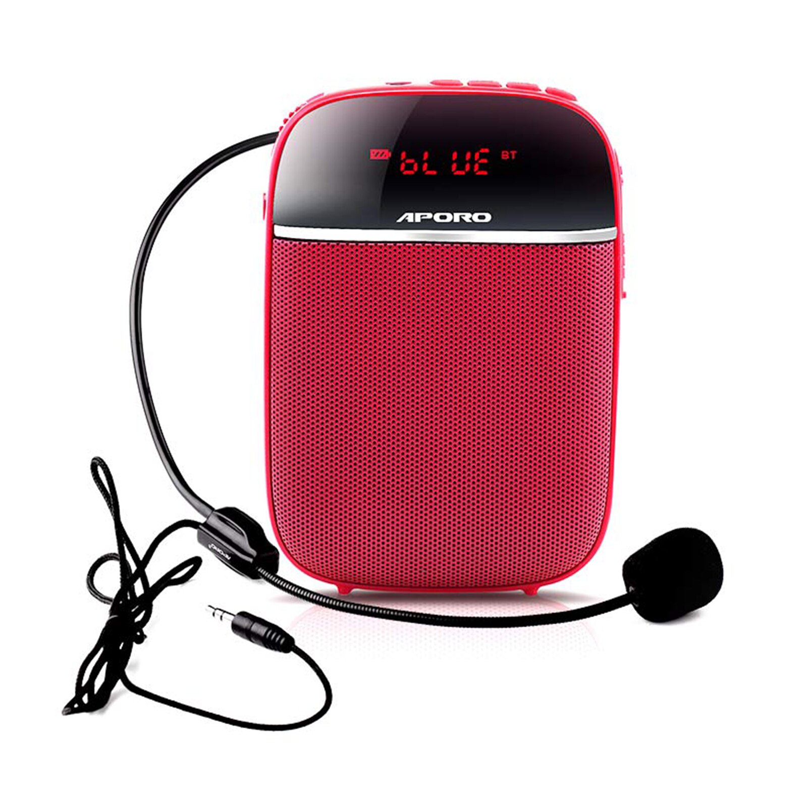 Draagbare Voice Versterker Voor Leraren Met Bedrade Microfoon Headset Tailleband Oplaadbare Bt Speaker Met Muziek Fm Tf Card: Rood