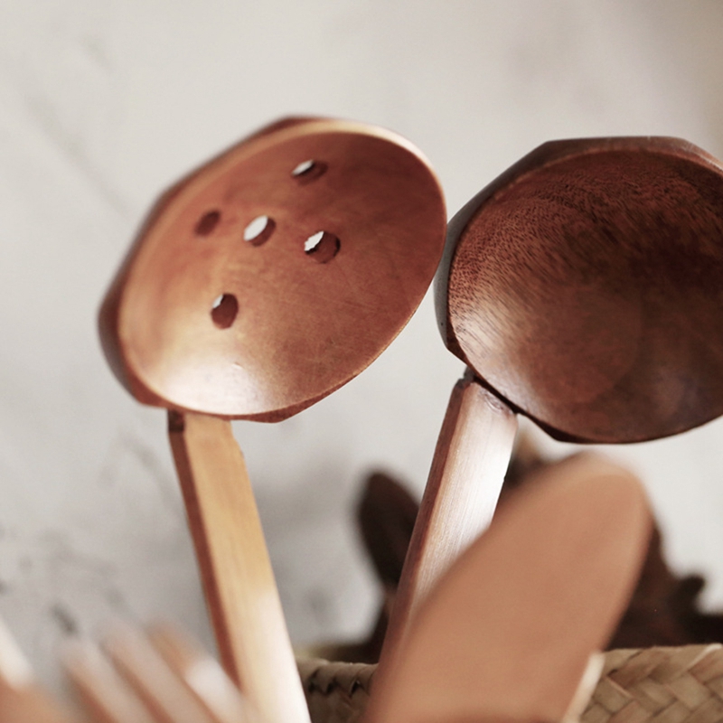 Wooden Pot Spoon Ramen Restaurant Restaurant Pot Shop Soup Spoon Colander Kitchenware Set