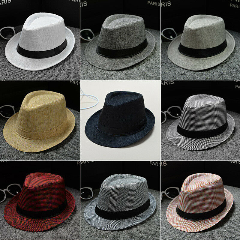 Sombrero Fedora clásico de ala ancha para hombre, gorra clásica de estilo clásico con visera ancha, Sombrero de Jazz liso para hombre, Sombrero de fieltro con lazo para Otoño e Invierno