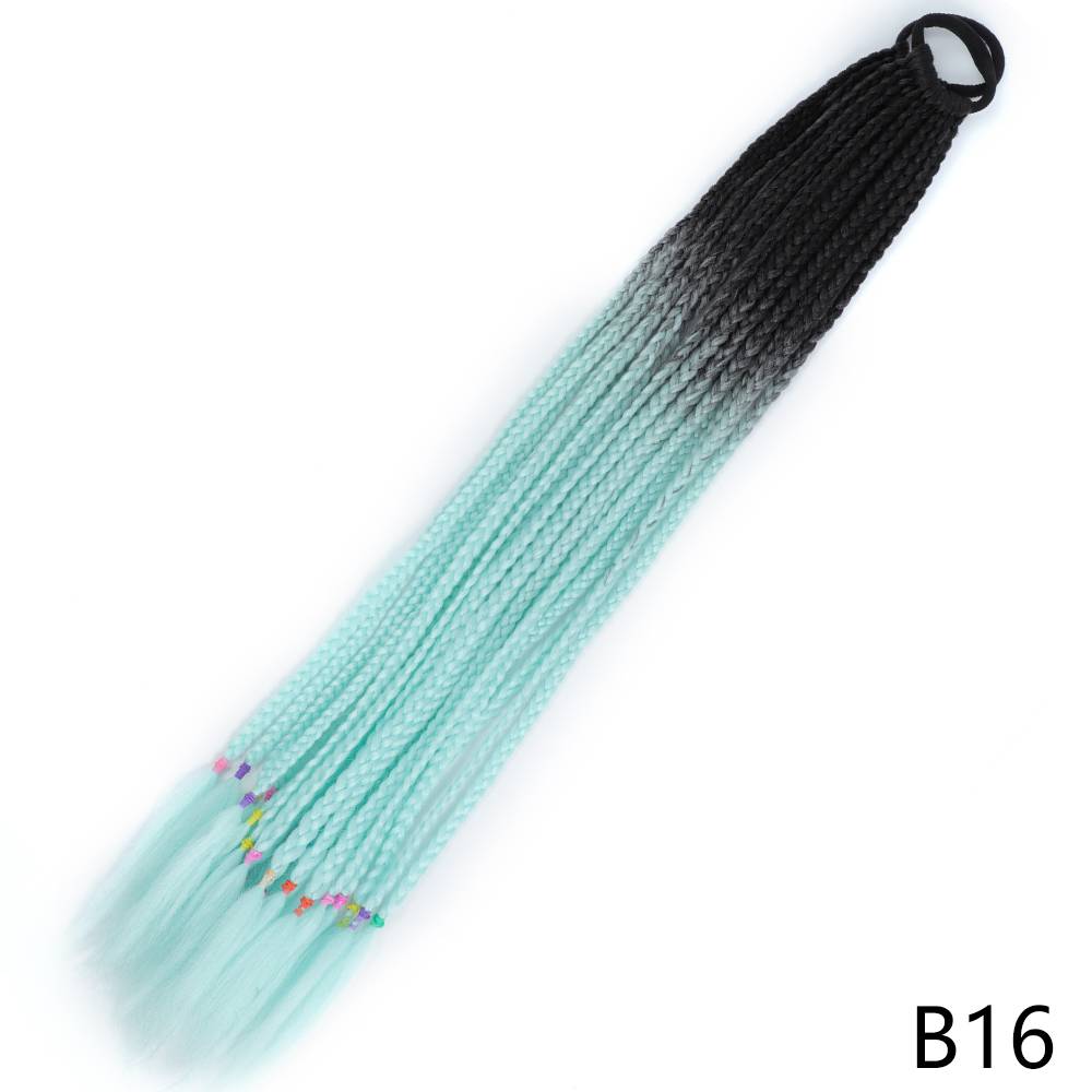 AZQUEEN-coleta trenzada sucia de Color degradado sintético, banda de goma elástica de 60CM, extensiones de cabello trenzado de cola de poni para niñas: T1B / 30