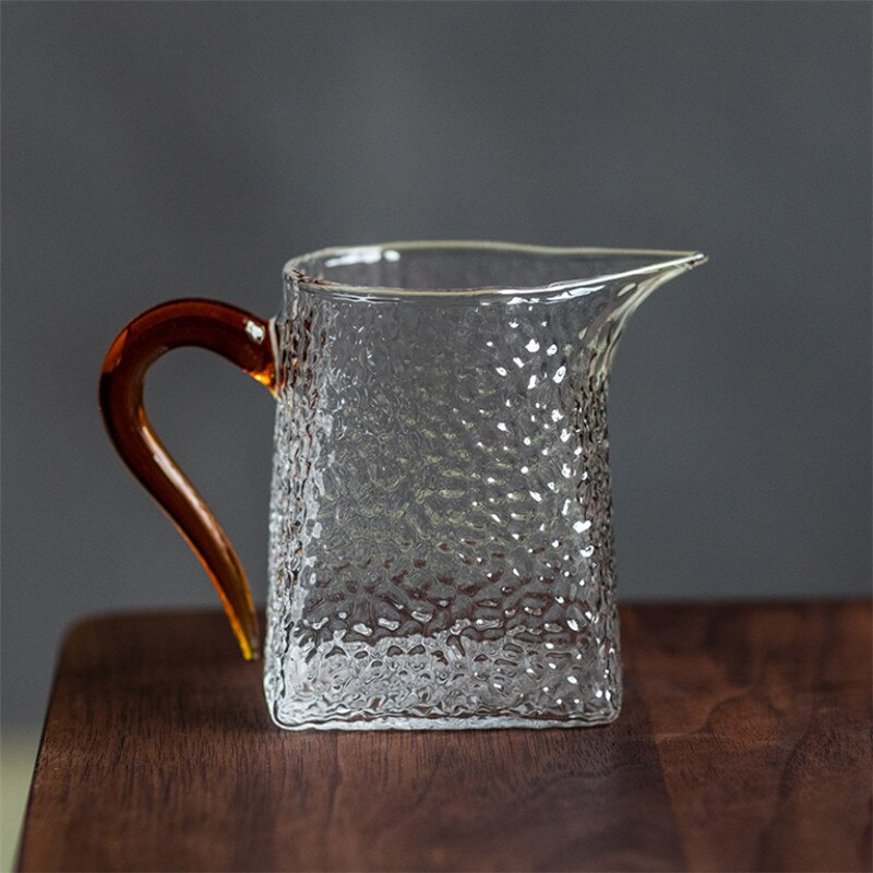 Grande théière japonaise en verre avec poignée, résistante à la chaleur, tasse à thé créative en verre de prunier 3D, motif marteau Transparent, Chahai: C