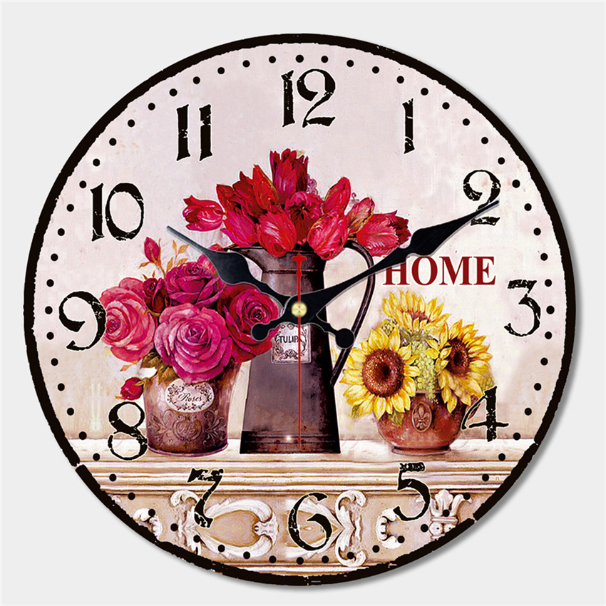 MEISTAR 9 aufbringen Jahrgang Blume Runde Uhr Stille Wohnkultur Studie Cafe Büro Uhren Große Kunst Wanduhren 6 zoll