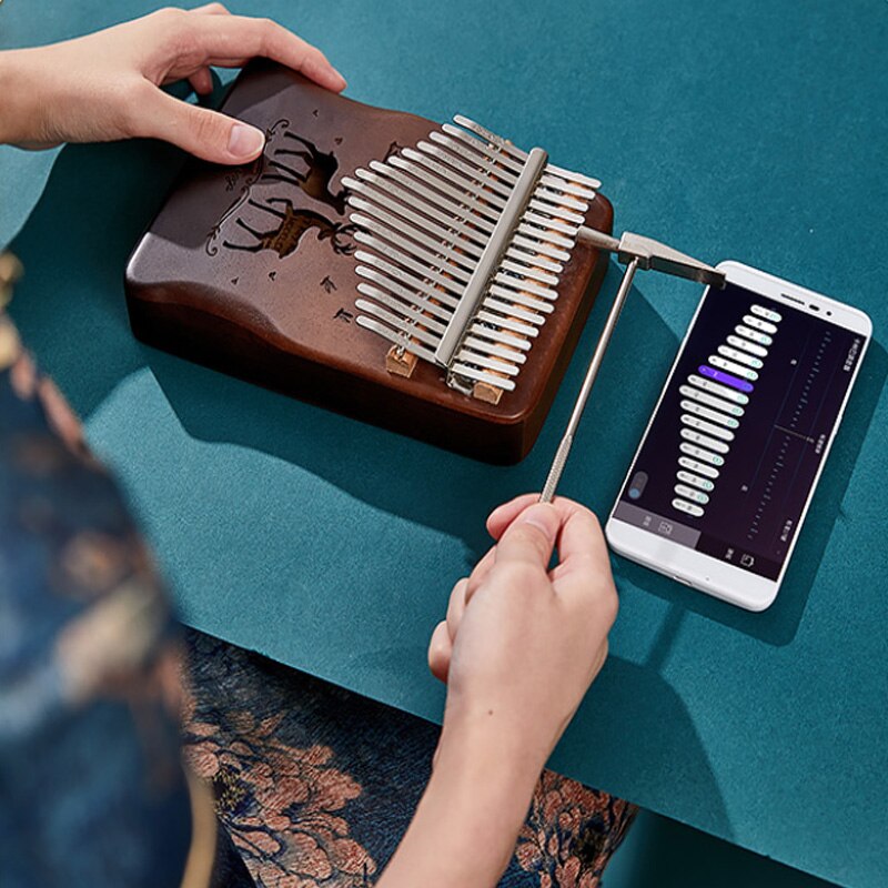 Mahogany Kalimba 17Key Thumb Piano Portable Mbira Finger Piano for Kids and Piano Beginner Musical Instrument