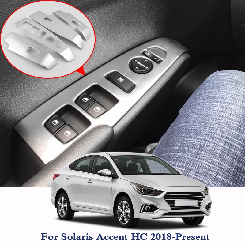 Bilstyling indvendig dør rudeløft kontakt pailletter til hyundai solaris accent hc interne klistermærker indvendig ramme