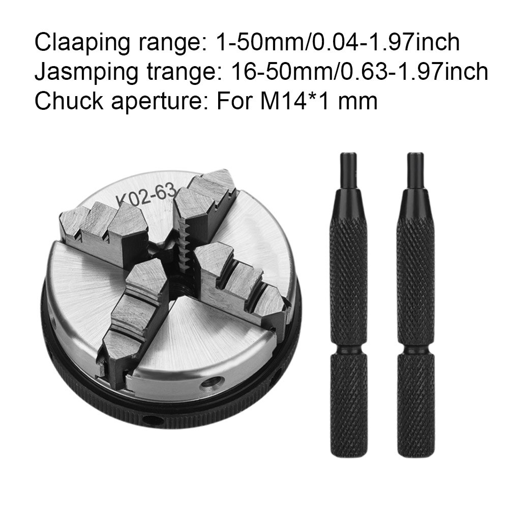 4 Jaw Practical Self Centering Machine Accessories Durable Steel Multifunction Wide Clamping Range Wood Lathe Chuck Industrial