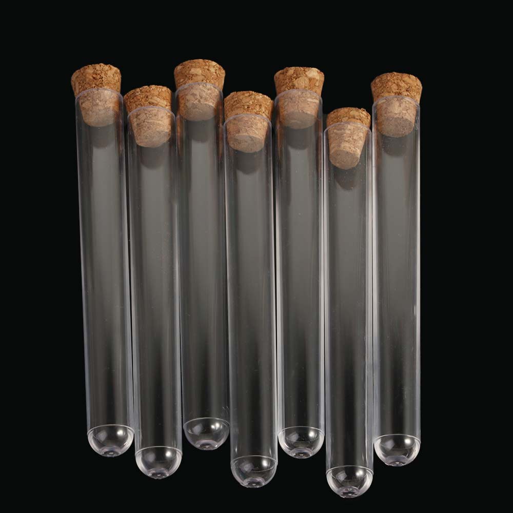 20Stck 12x 100MM transparent Labor Klar Kunststoff Prüfung Rohre Mit Korken Kappen Schule Labor Liefert Speicher Behälter