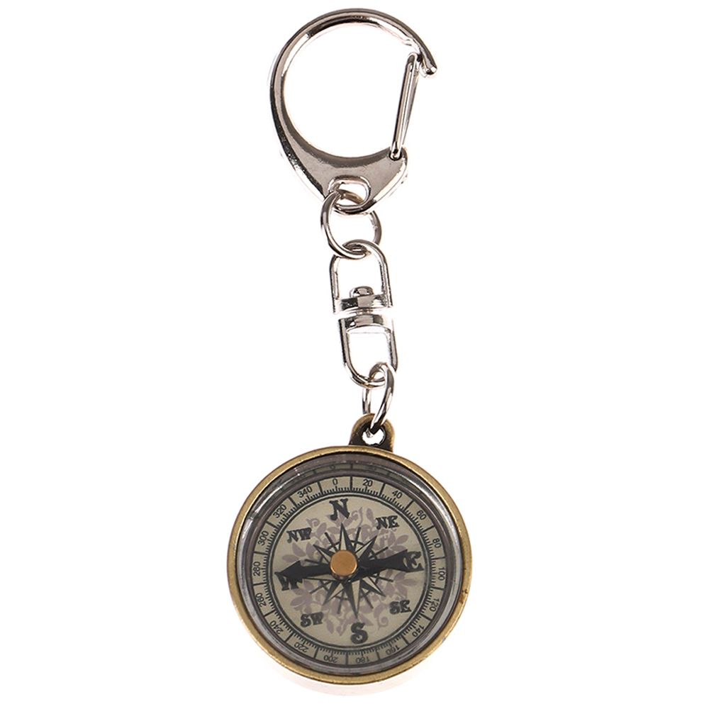 Boussole de poche vintage en alliage de zinc, équipement d'escalade, outils de navigation, porte-clés de camping, mini boussole, de voyage: Default Title
