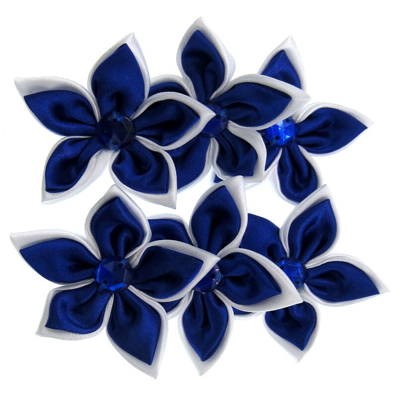 20 Stücke Satin- Blumen Strass Sternförmigen 2 Schichten Applikationen Nähen Haar Bogen Zubehör Handwerk Dekorationen 5,0 cm: Muster 6