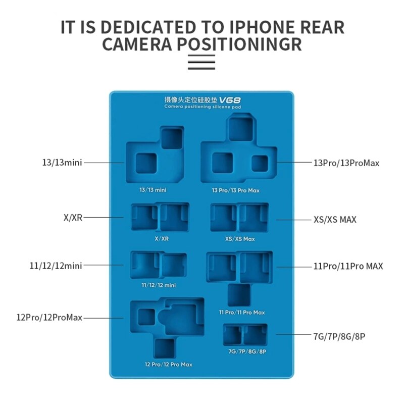 V68 Phone Camera Positioning Silicone Pad for iphone 7 8 12 13promax Mobile Camera Repair Installation Mold 140x89x9mm M04 22