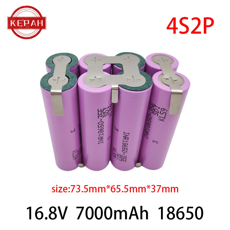Customized5S2P 5S3P 5S4P 6S2P 8.4V 3.7V 10.8V 16.8V 18V 25.2V 18650 35E battery pack 3500mAh for screwdriver electric drill cell: Chocolate