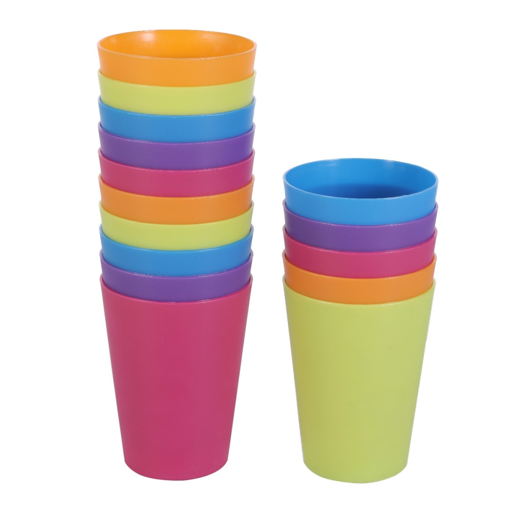 15pcs Colorful Plastic Cups Home Beverage Drinking Cup Reusable Party Tableware and Party Supplies 101-200ml (Random Col