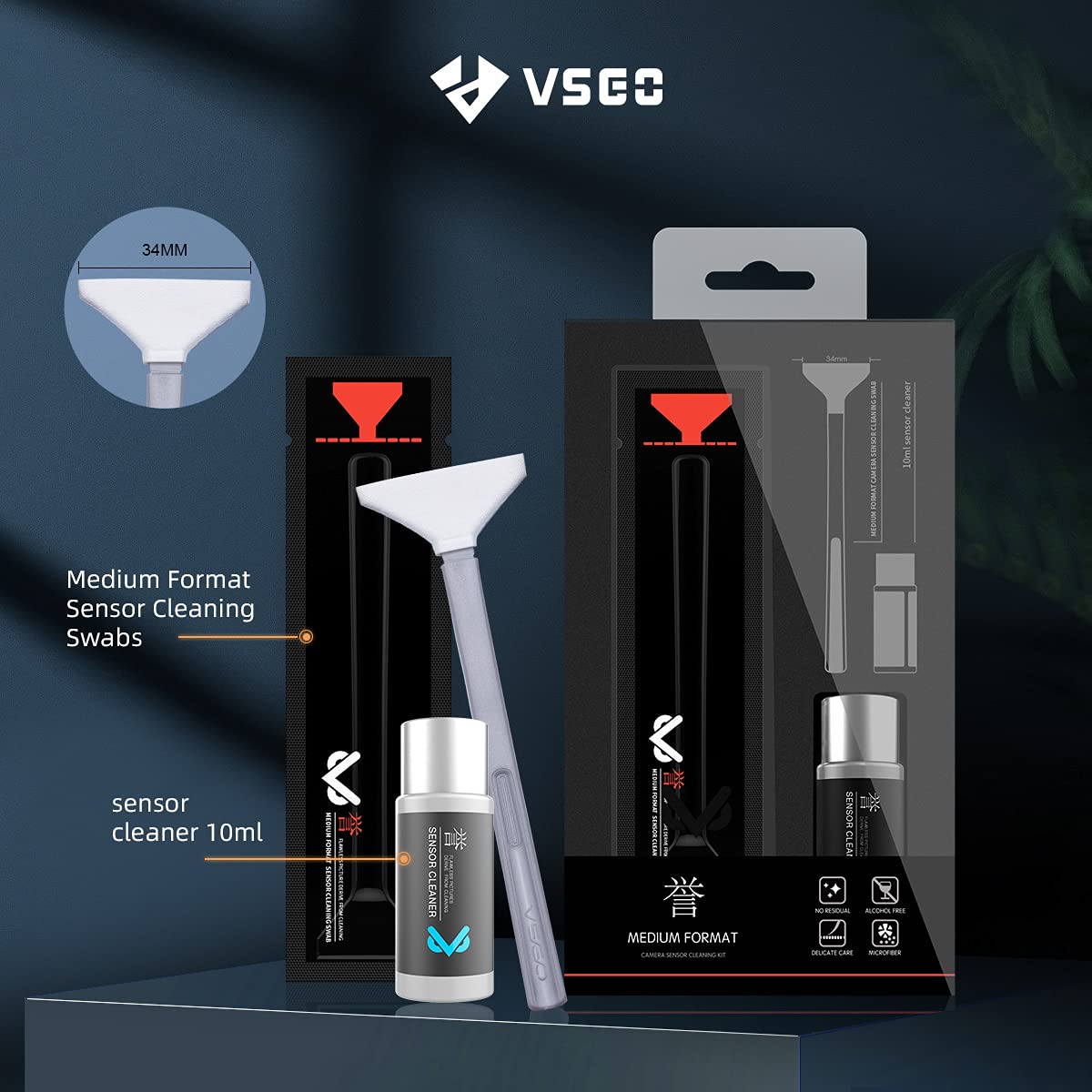 VSGO Medium Format Camera Sensor Cleaning Kit CCD Swab with Liquid Cleaner for Large Format DSLR