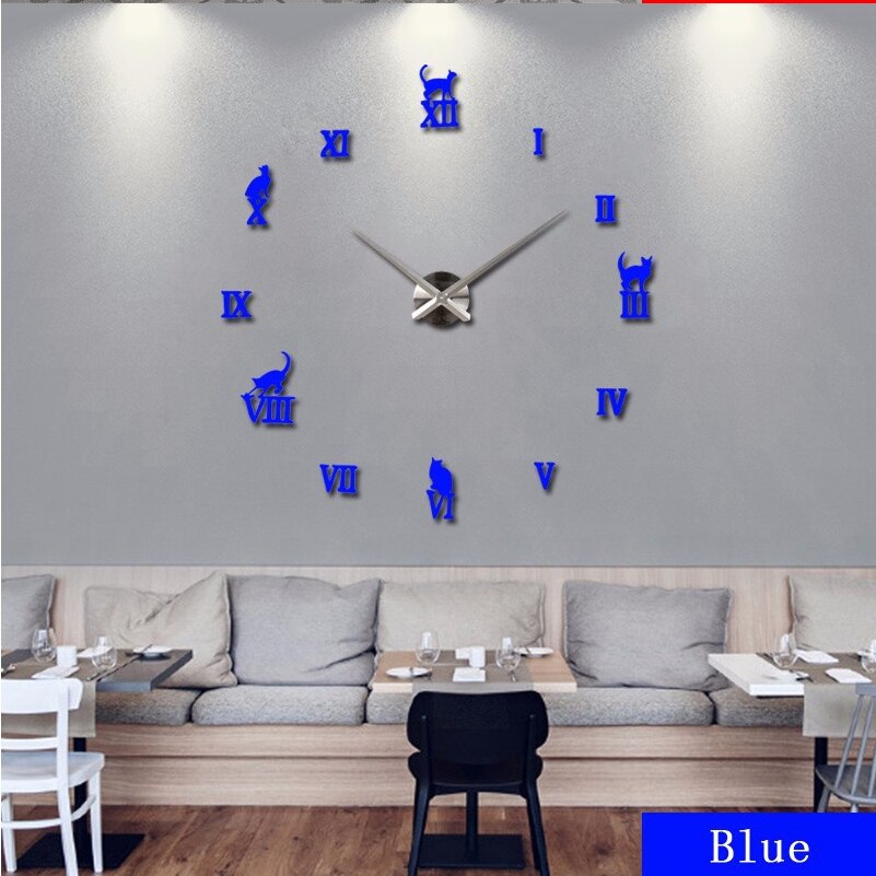 diy large size wall clocks big mirror wall clock Modern Home living room decoration