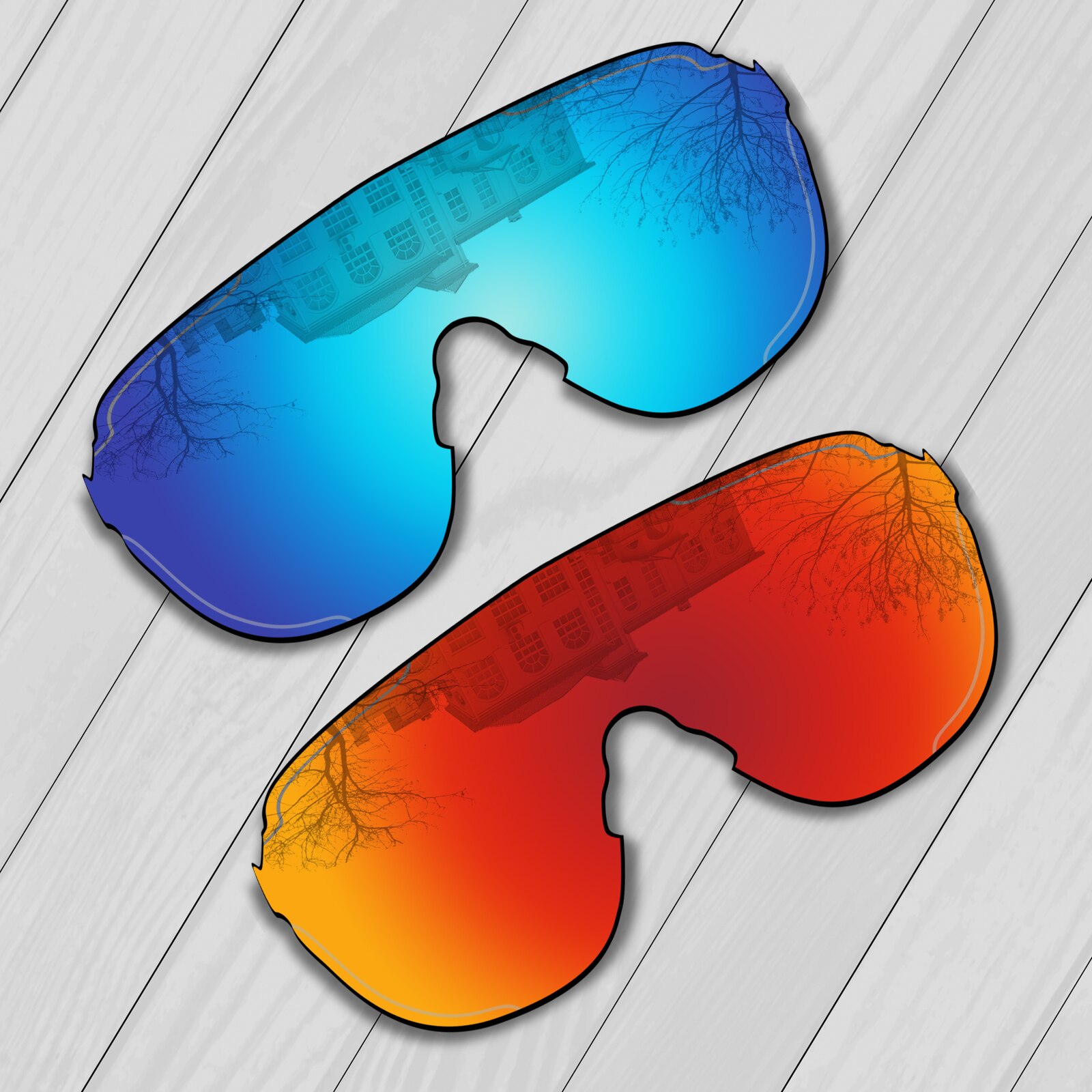 E.O.S Polarized Enhanced Replacement&amp;nbsp;Lenses&amp;nbsp;for&amp;nbsp;Oakley&amp;nbsp;EVZero Stride OO9386 Sunglasses - Multiple Choice: Fire Red-Ice Blue