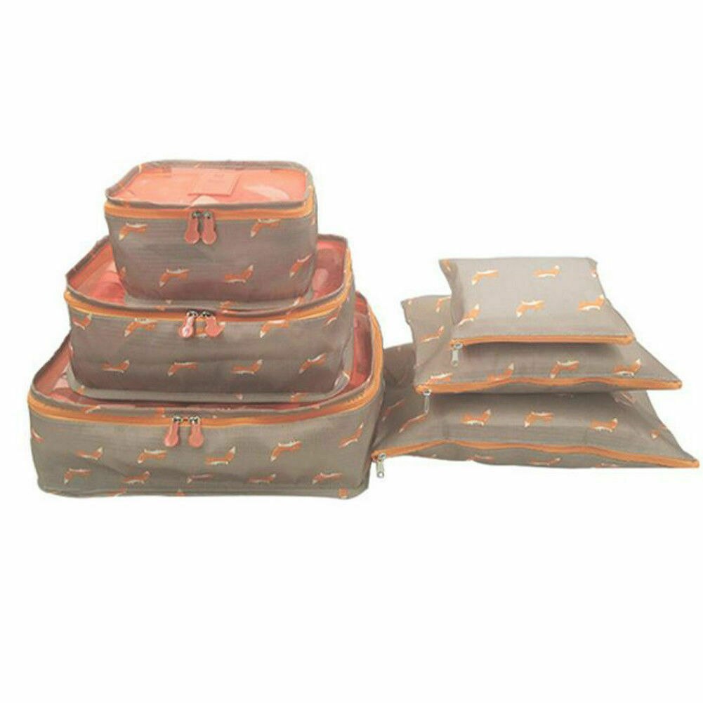 6Pcs/set Portable Travel Storage Bag Totes Waterproof Clothes Packing Cube Luggage Organizer Set