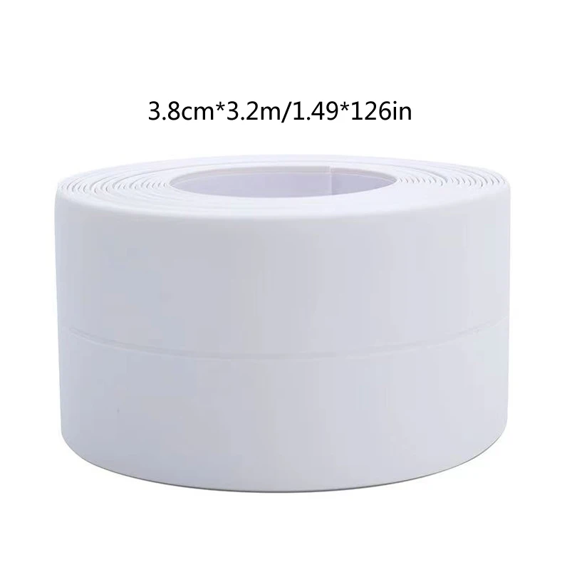 1 Roll of Waterproof and Mold Proof Toilet Sealing Strip, Kitchen Bathroom Self-adhesive Sealing Tape, Bathroom Waterproof Tape: WHITE