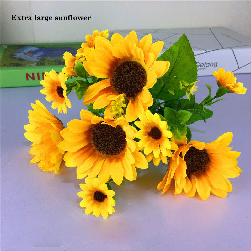 Kunstig solsikke simulering sol blomst gerbera daisy stue fest dekoration blomst skydning prop jul: 3