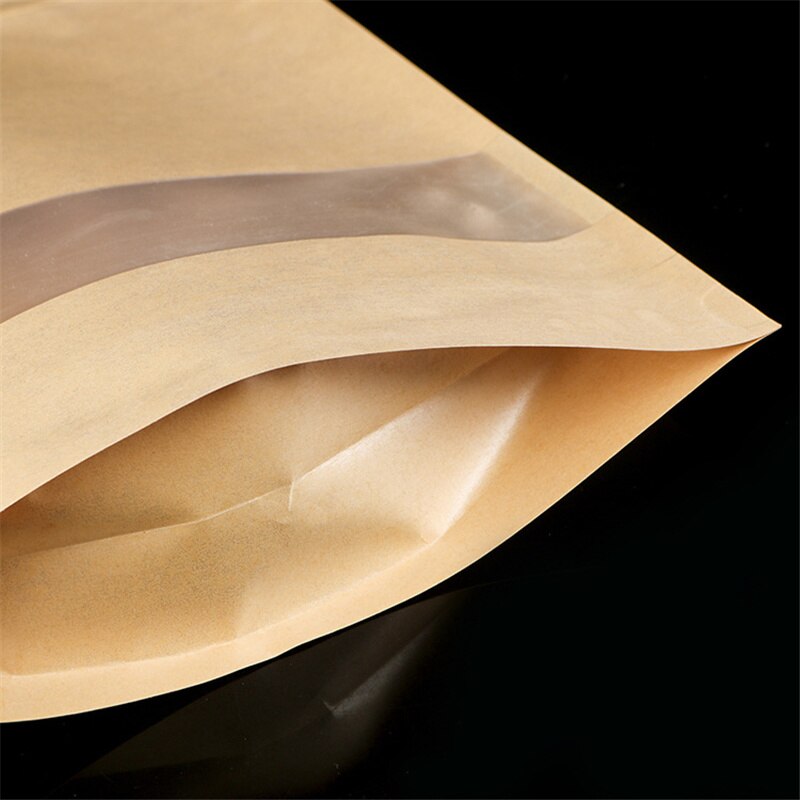 10pcs Kraft Paper Bag Reusable Food Storage Zip Bag Kitchen Plastic Bags Food Tea Cookie Snack Self Sealing Zipper Stand Up Bags