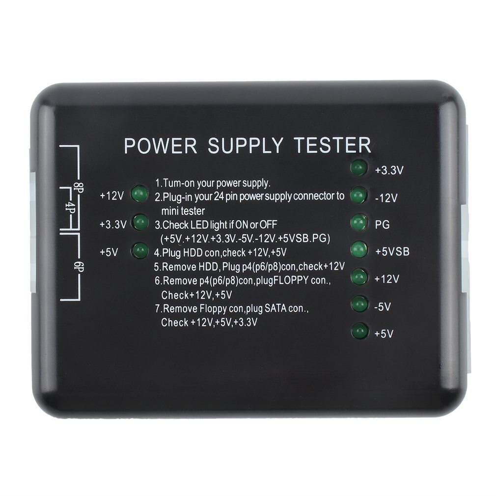 Comprobador de fuente de alimentación LED 20/24 Pin para PSU ATX SATA HDD Tester medidor de comprobación medición para PC Compute al por mayor