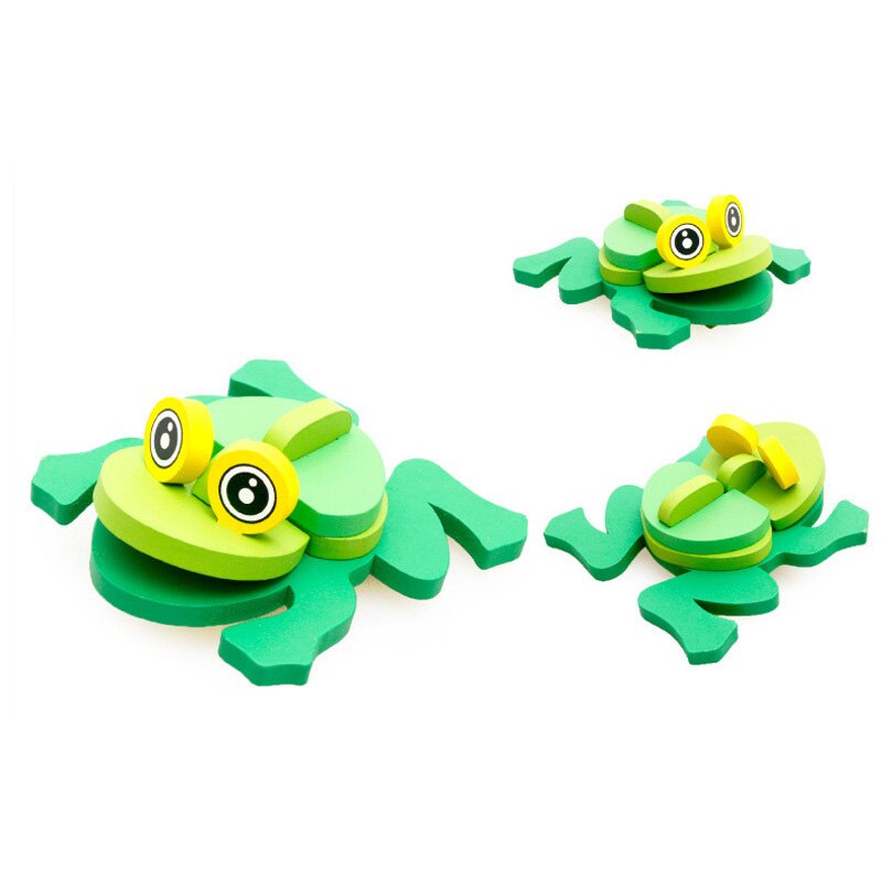 Giocattoli per bambini Puzzle 3D in legno cartone animato modello animale blocchi per bambini giocattoli educativi precoci per giochi per bambini: Frog