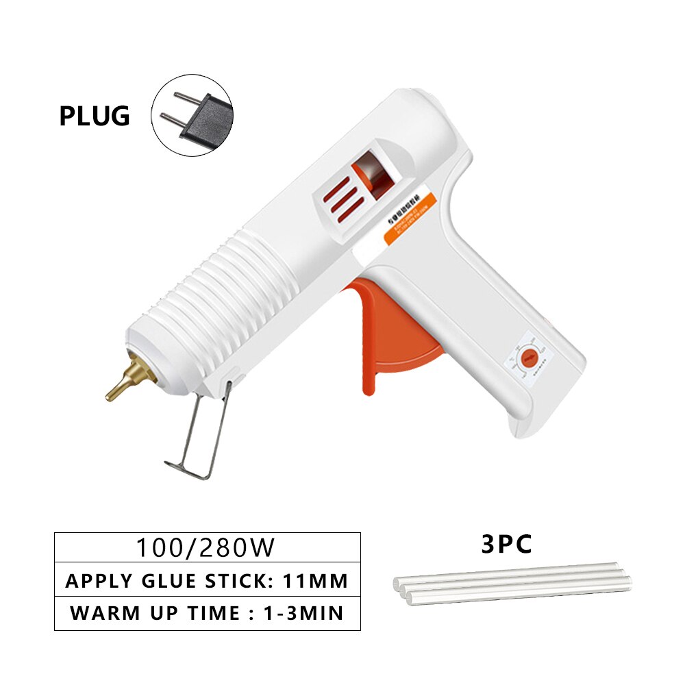 TAITU DIY Melt Glue Guns with 11*100MM Adhesive Stick Silicone Guns Industrial Electric Repair Heat Temperature Tools: white 3pc