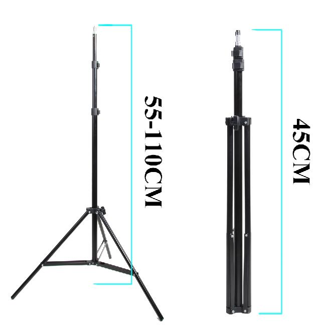 45cm 1.1m 1.6m 2m photographie trépied support de lumière pour Studio Photo Relfector Softbox Lame arrière-plan éclairage vidéo Kits de Studio: 110CM