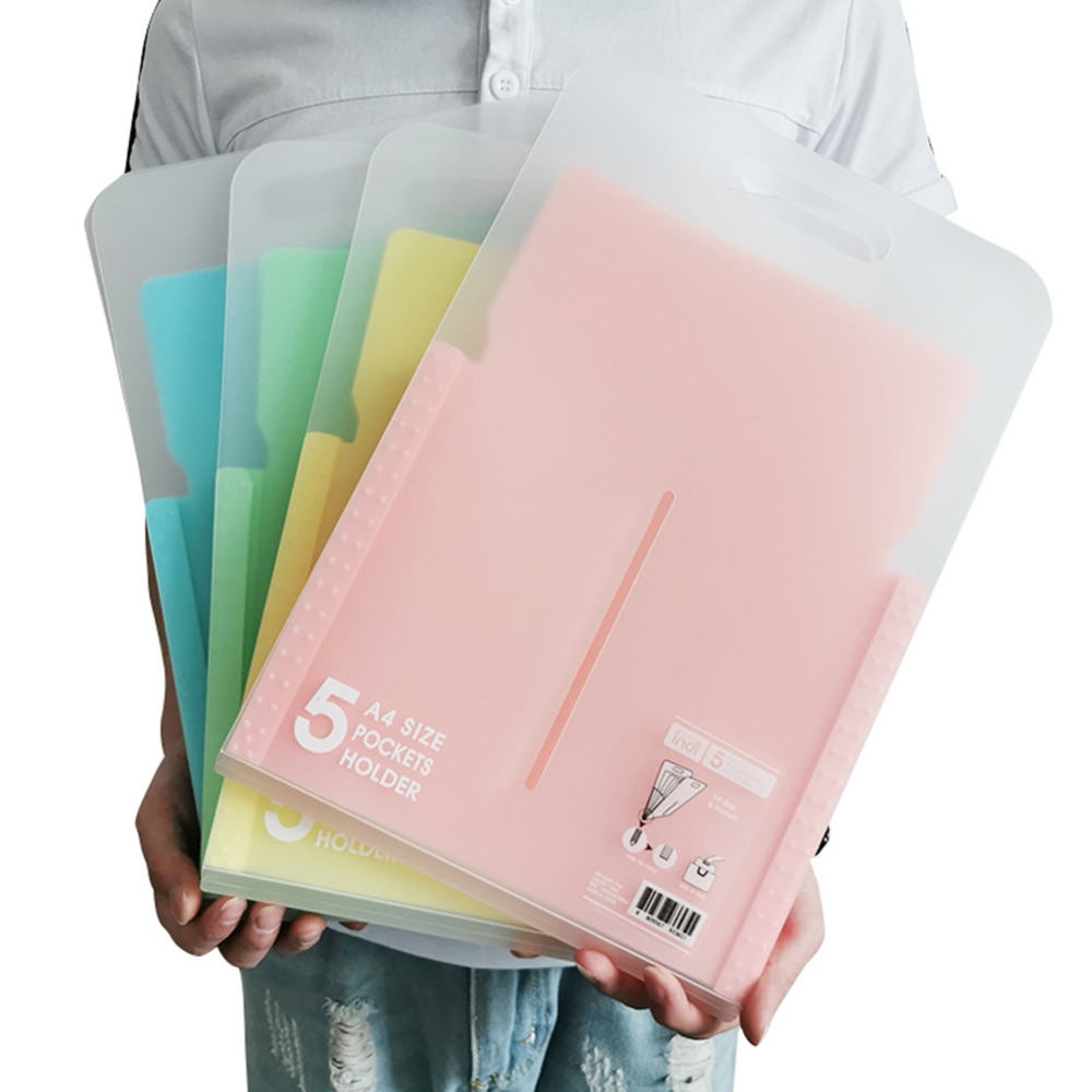 5 Pockets Document Bag Paper File Vertical Expanding File Folders A4 Letter Holder Stationery School OfficeOrganizer
