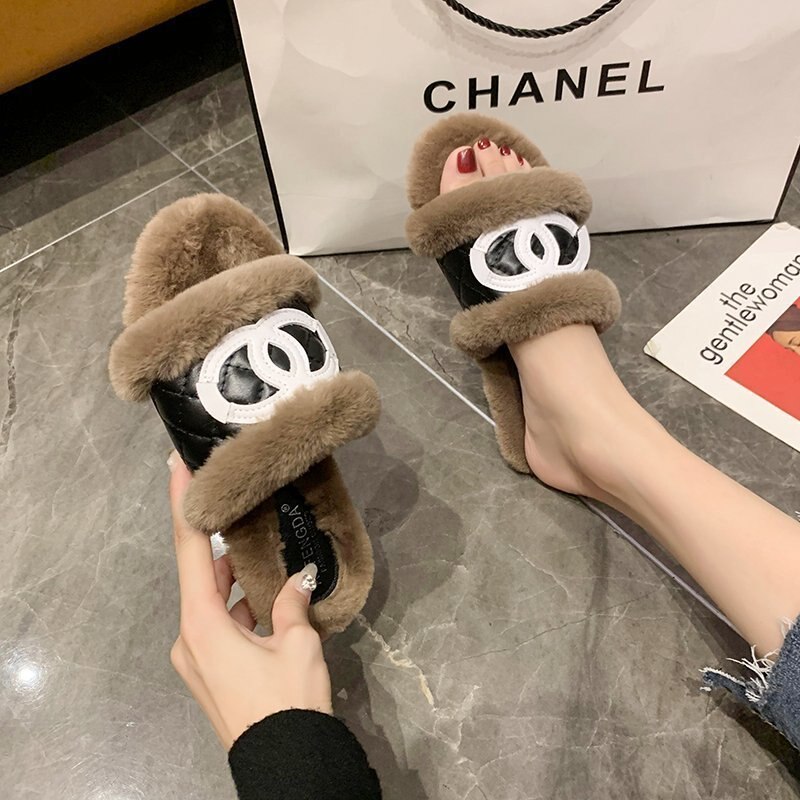 Mærke pels hjemmesko kvinder hjem fluffy sliders komfort lodne efterårs lejligheder dame sko kvindelige lodne indendørs klipklapper