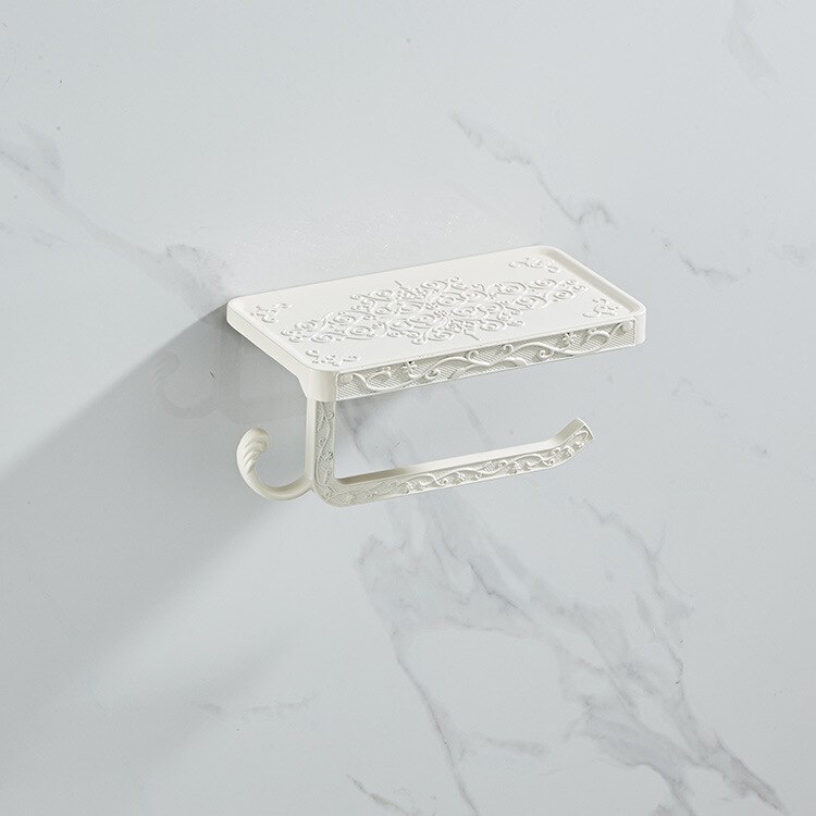 Zotobon aluminiumsvævsholder mobiltelefonrulleholder retro rose guld toiletpapirholder arrangør badeværelse papirreoler f106: Hvid