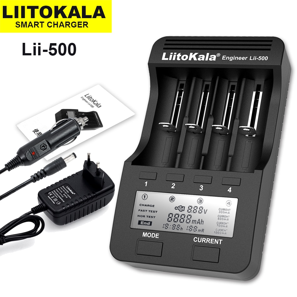 Liitokala lii -500 lii -202 lii -500s lii -s8 lii -600 lcd 3.7v 18650 18350 18500 21700 14500 26650 aa nimh litiumakkulaturi