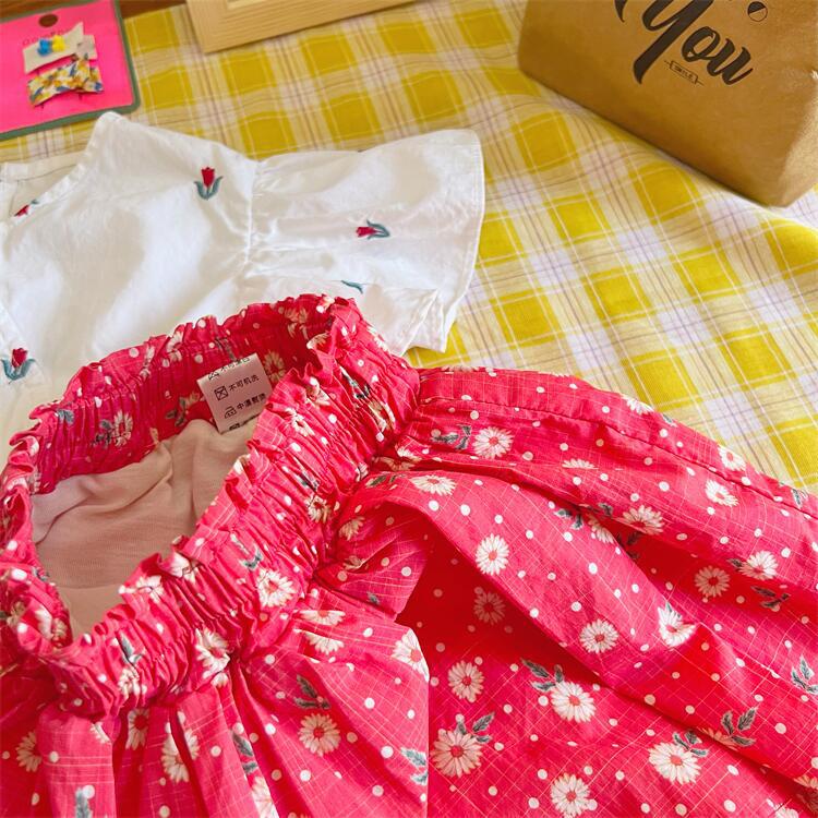 Deer jonmi 2022 Summer Baby Girls Princess gonne gonne Tutu per bambini in stile coreano con stampa floreale rossa