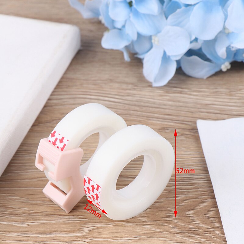 3pcs/Set 2pcs adhesive tape with 1 small tape cutting tool writable Invisible tape protable tape cutting dispenser stationery